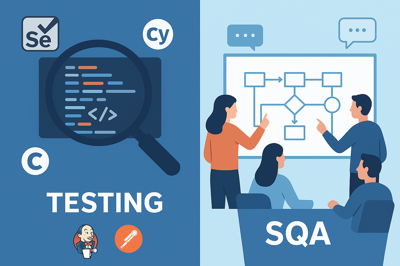 Diagrama Testing vs SQA